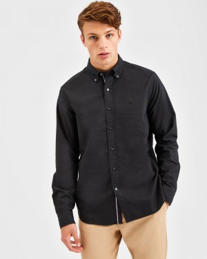 Black Ben Sherman Beatnik Oxford Garment Dye Shirts | 8013MPYXD