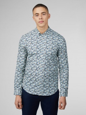 Blue Ben Sherman Signature Multicolor Floral Shirts | 5234CVFZW