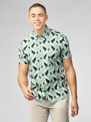 Green Ben Sherman Art Deco Shirts | 0512IHBWE