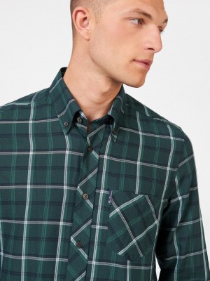 Green Ben Sherman Grid Check Shirts | 4819SWDFP