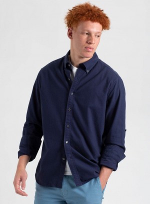 Indigo Navy Ben Sherman St. Ives Resort Oxford Shirts | 8591SBVAW