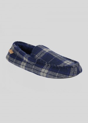 Navy Ben Sherman Gritti Palace Check Moccasin Slipper | 3971POHRF