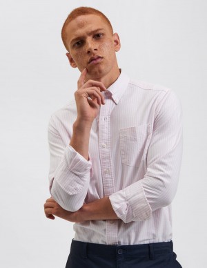 Pink Stripes Ben Sherman Brighton Oxford Shirts | 3821CJVZQ