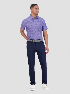 Purple Ben Sherman Broken Record Tech Jersey Sports Fit Polo Shirts | 7453TFGBK