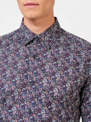 Purple Ben Sherman Winter Floral Shirts | 5987IYVOU