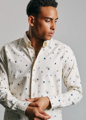 White Ben Sherman Conversational Icon Shirts | 4530ULFZY