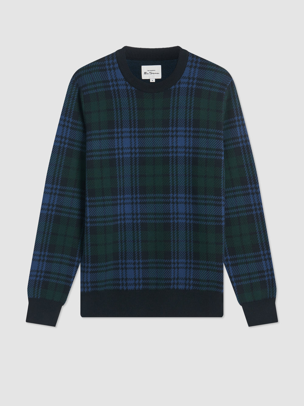 Black Ben Sherman Blackwatch Check Crewneck Knitwear | 3961WPHGK