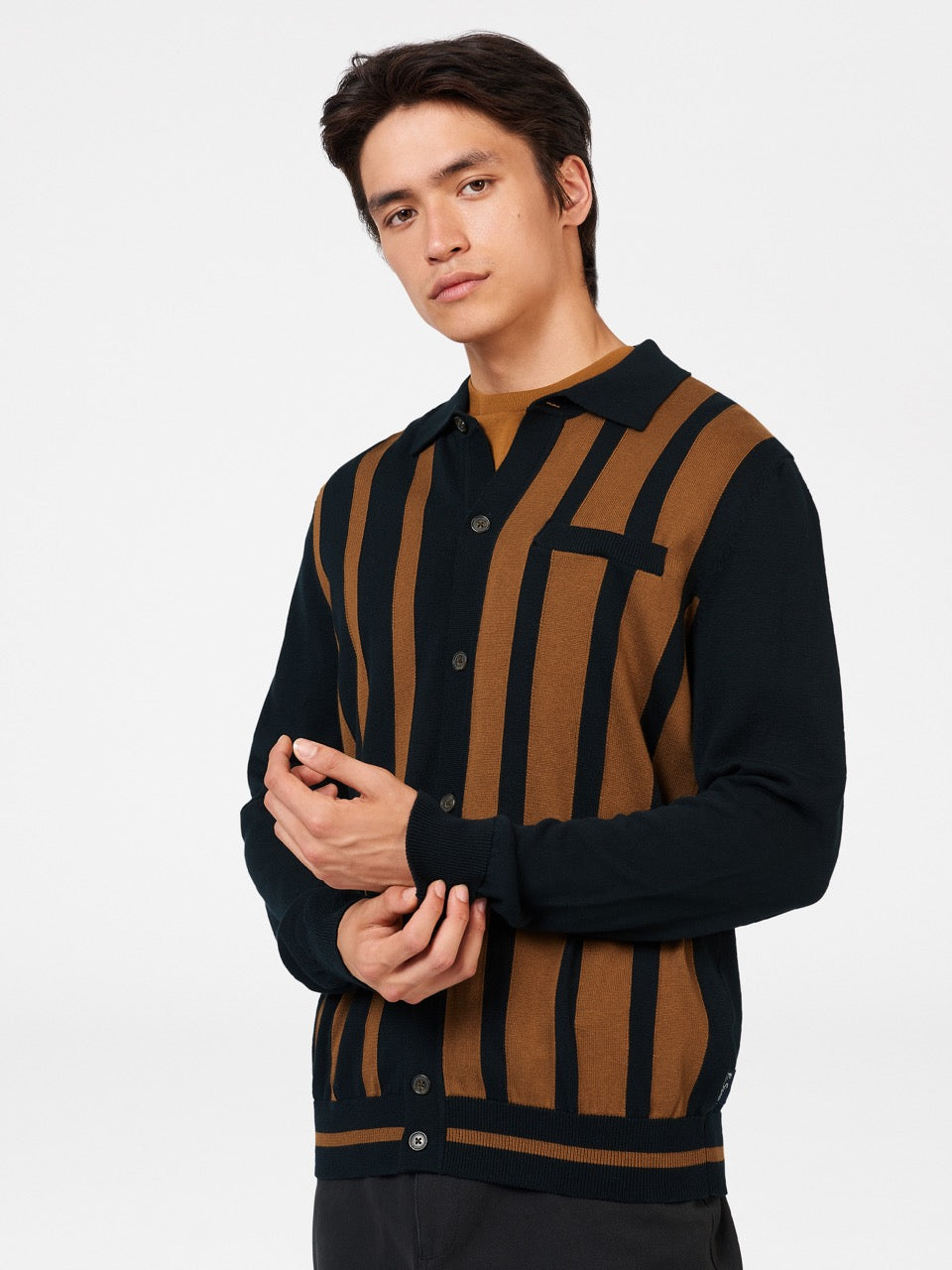 Black Ben Sherman Button Down Black Mod Polo Neck Sweaters | 6254WQTSL