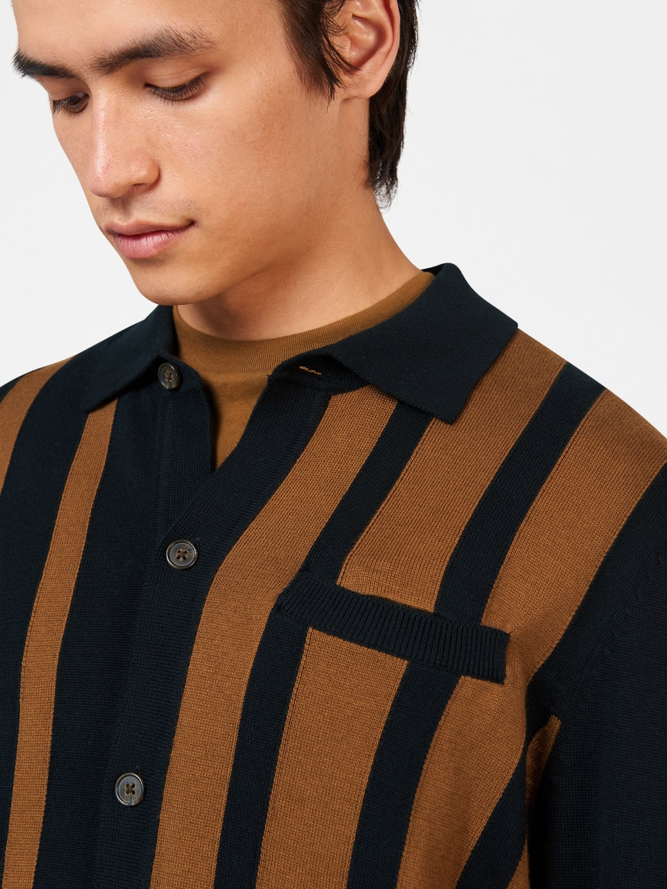 Black Ben Sherman Button Down Black Mod Polo Neck Sweaters | 6254WQTSL