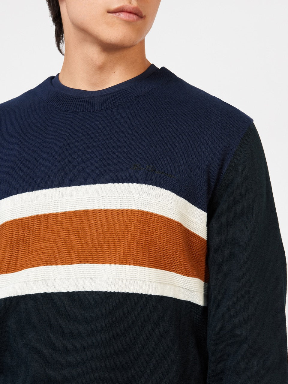 Black Ben Sherman Chest Stripe Crewneck Knitwear | 5690EBQZX