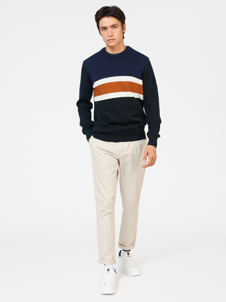 Black Ben Sherman Chest Stripe Crewneck Knitwear | 5690EBQZX