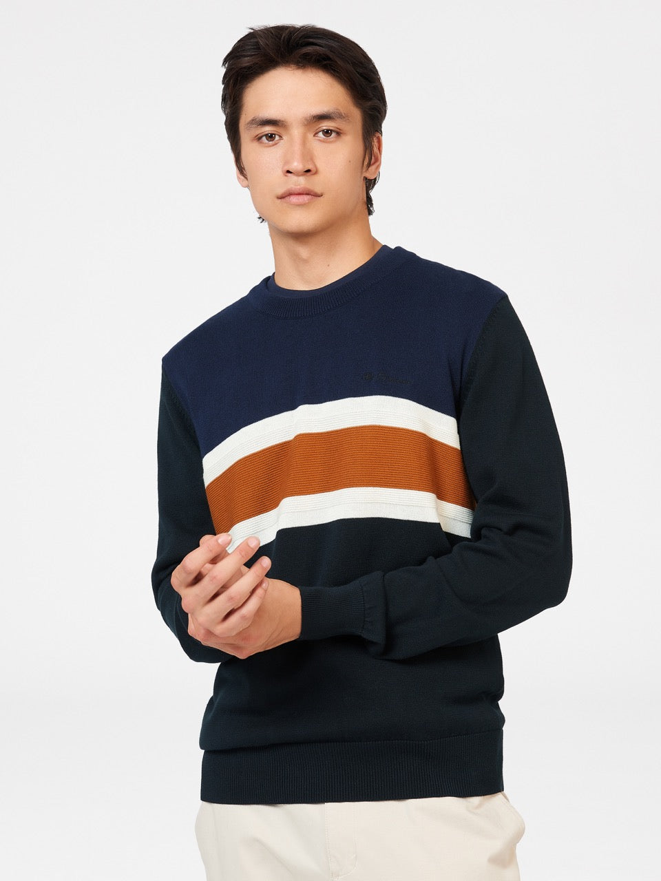 Black Ben Sherman Chest Stripe Crewneck Knitwear | 5690EBQZX