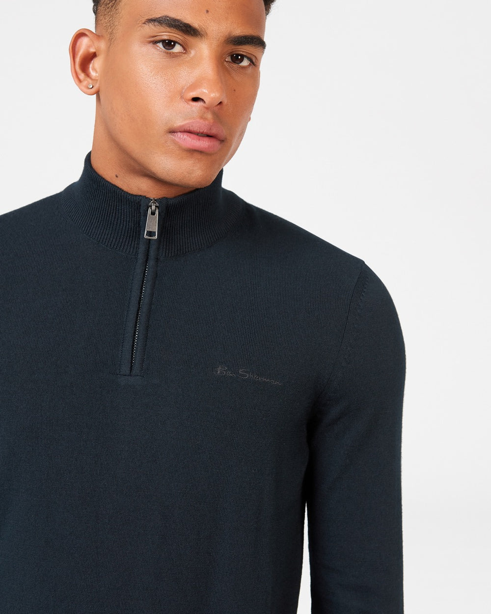 Black Ben Sherman Merino Half-Zip Knitwear | 9035UQXRS