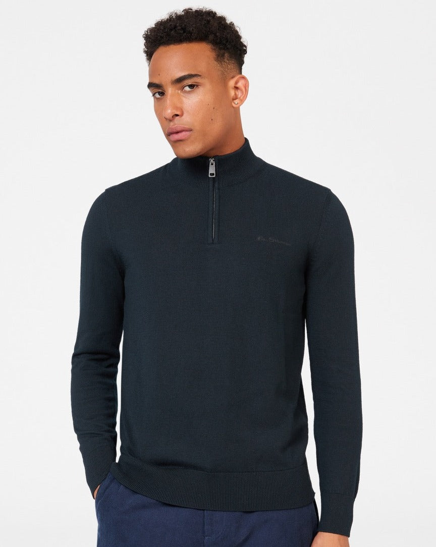 Black Ben Sherman Merino Half-Zip Knitwear | 9035UQXRS