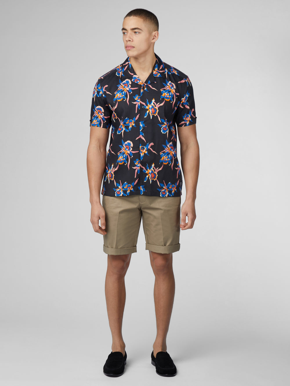 Black Ben Sherman Signature Botanical Print Shirts | 7124CZMBT