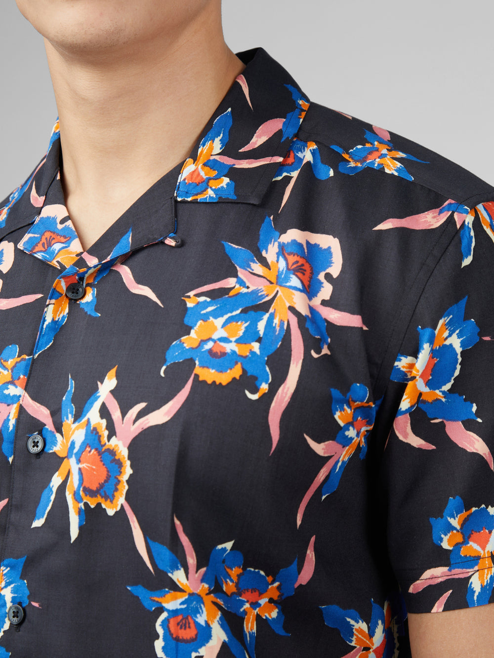 Black Ben Sherman Signature Botanical Print Shirts | 7124CZMBT