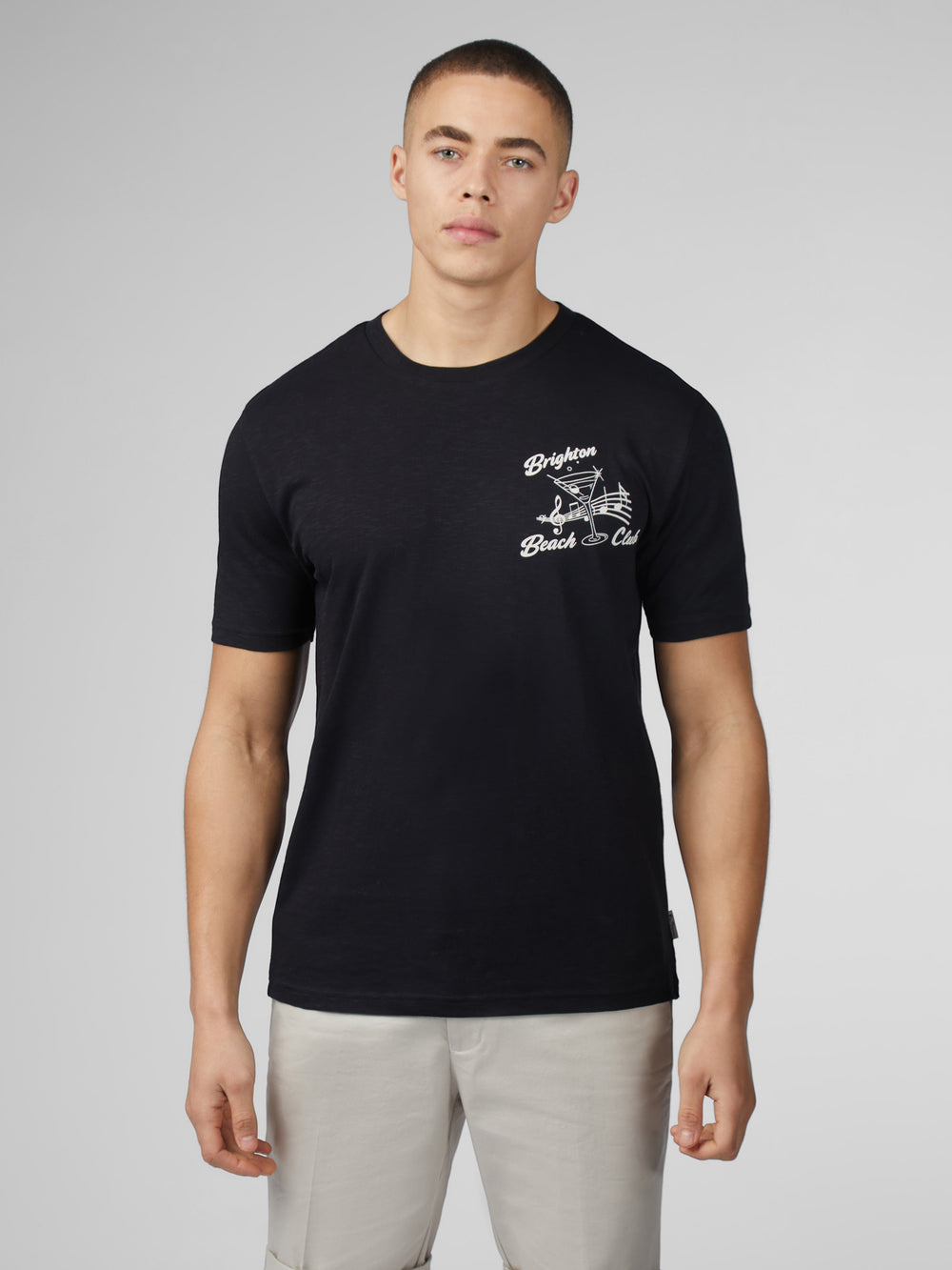 Black Ben Sherman Signature Brighton Beach Club T-Shirt | 6749NJGWM