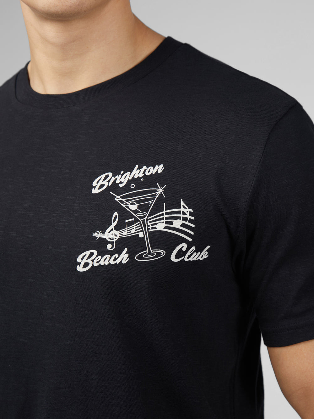 Black Ben Sherman Signature Brighton Beach Club T-Shirt | 6749NJGWM