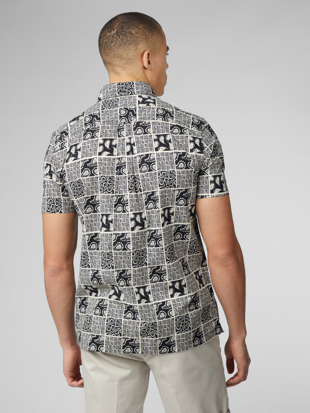 Black Ben Sherman Signature Checkerboard Paisley Print Shirts | 1396NOJQV