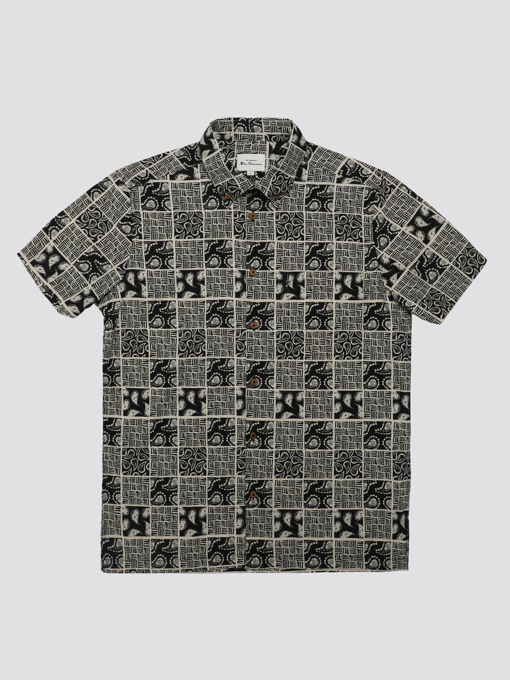 Black Ben Sherman Signature Checkerboard Paisley Print Shirts | 1396NOJQV