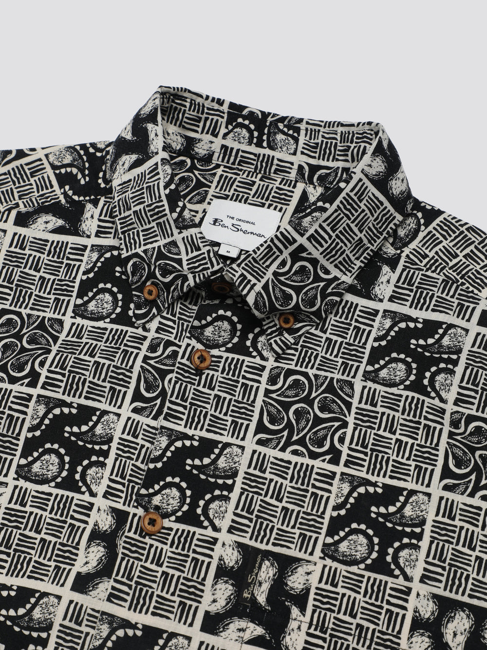 Black Ben Sherman Signature Checkerboard Paisley Print Shirts | 1396NOJQV