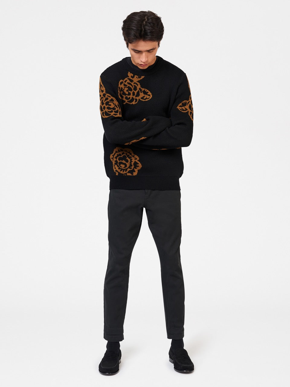 Black Ben Sherman Winter Floral Knitwear | 6748ZRYCS