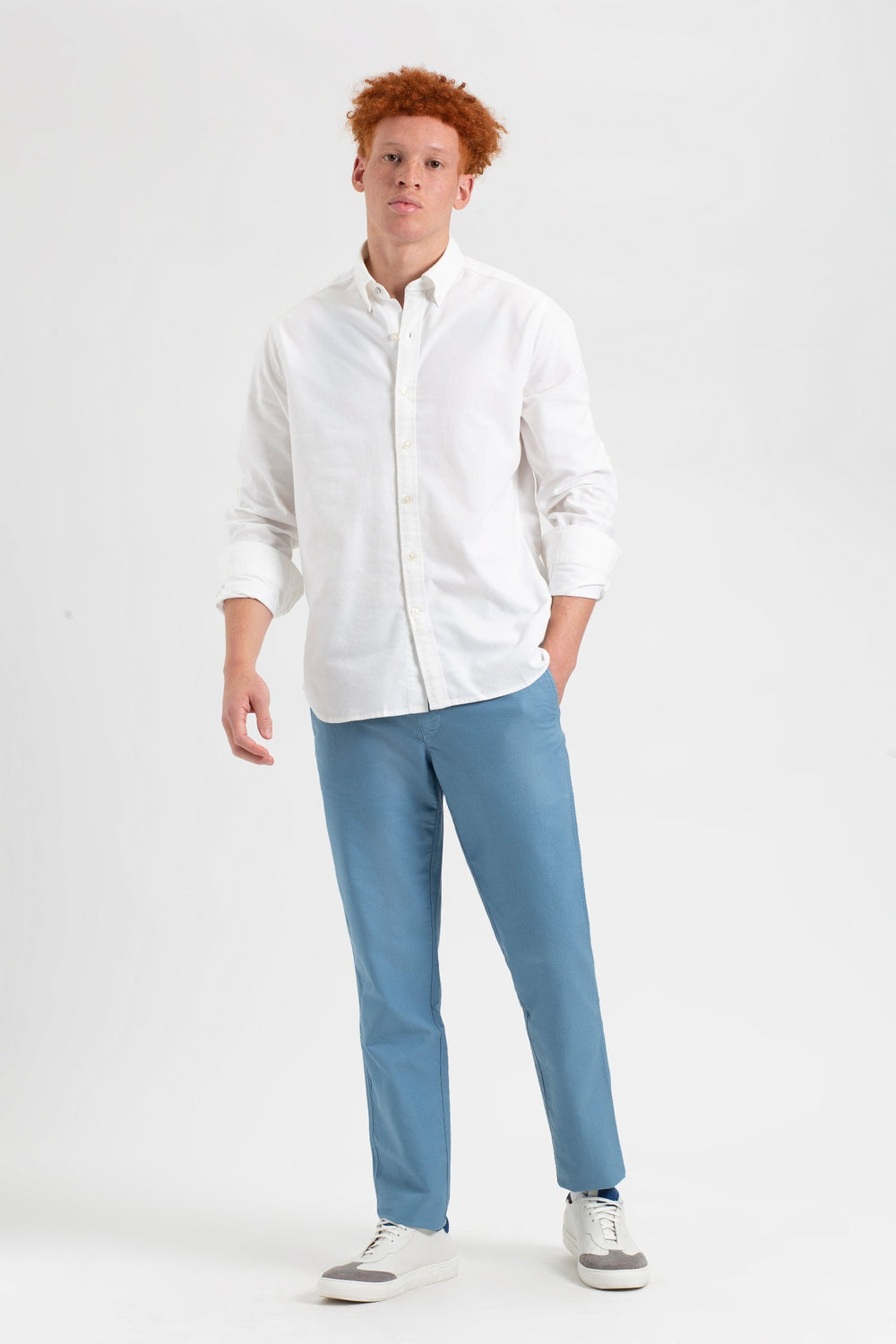 Blue Ben Sherman Beatnik Oxford Slim Taper Garment Dye Chino Pants | 3691VPSBM