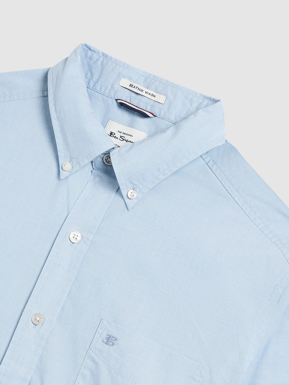 Blue Ben Sherman Beatnik Wash Long-Sleeve Shirts | 6297YRJXG