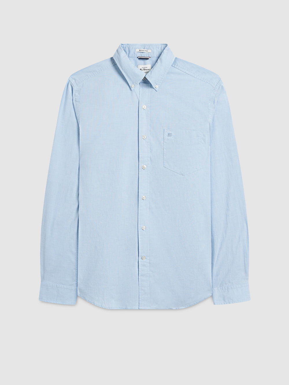 Blue Ben Sherman Beatnik Wash Long-Sleeve Shirts | 6297YRJXG