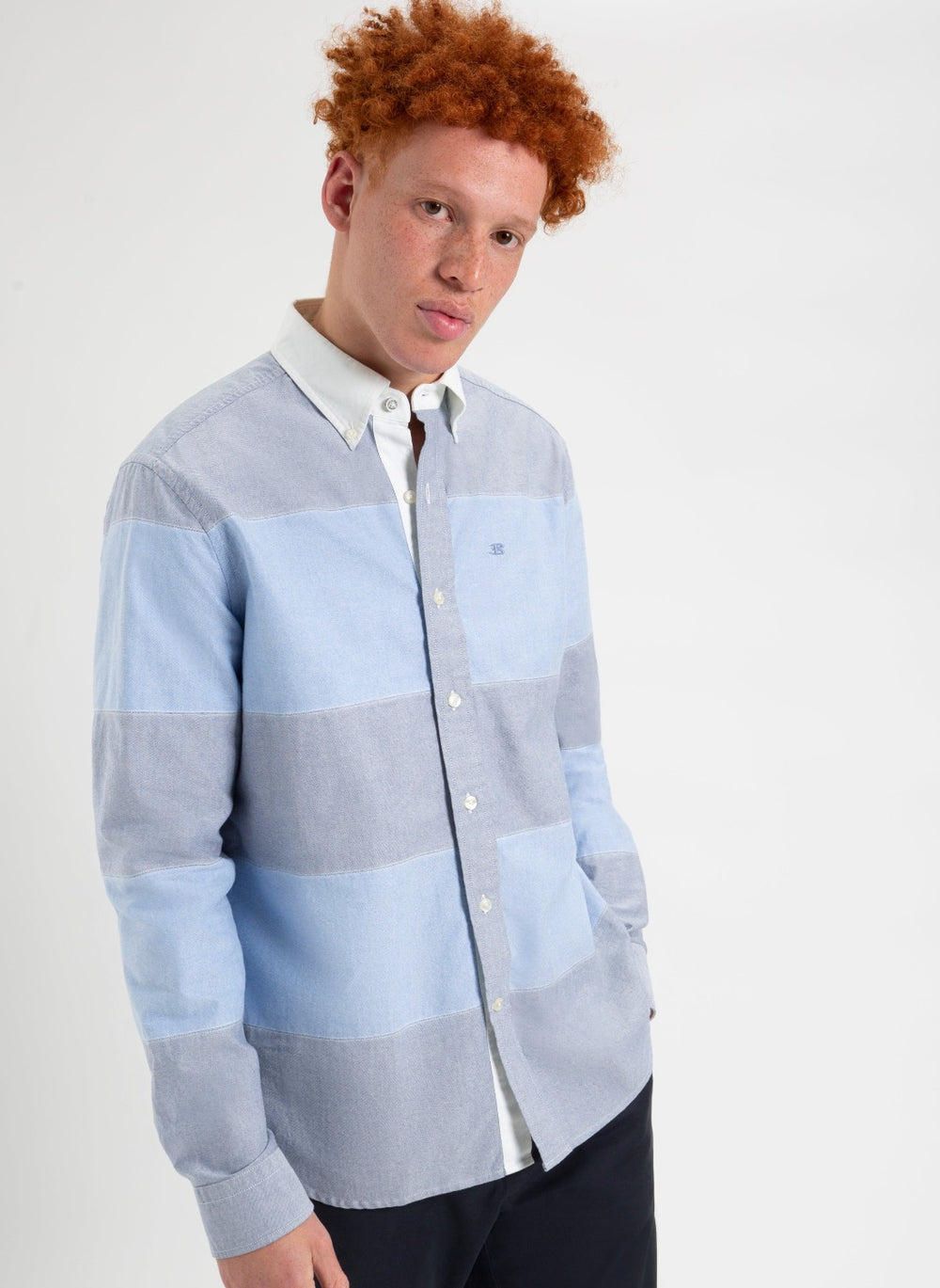 Blue Ben Sherman Brighton Oxford Garment Dye Rugby Shirts | 1784JQBRY