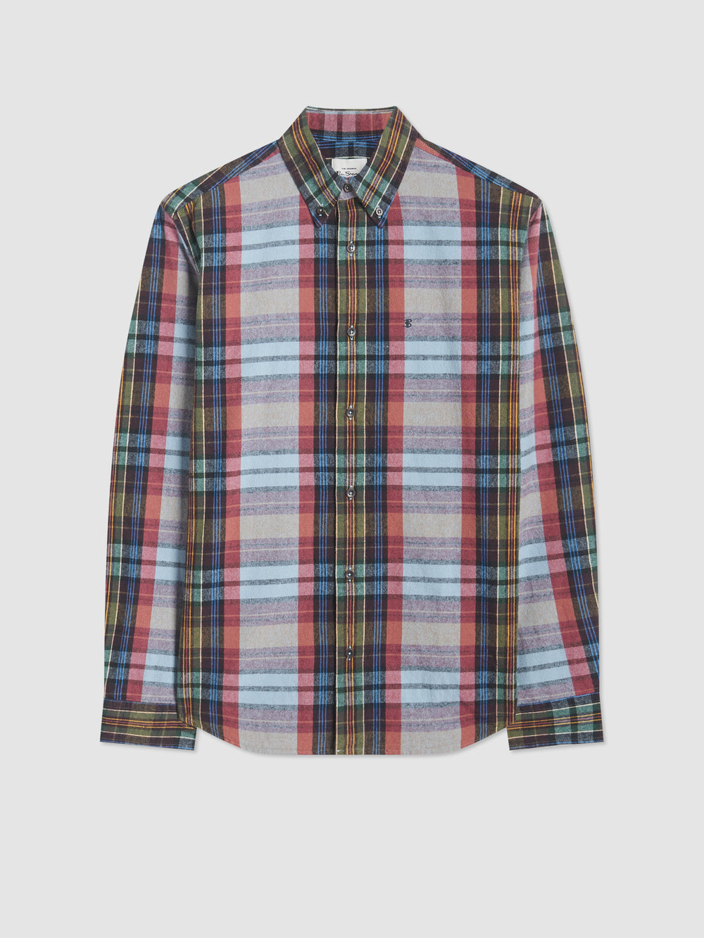 Blue Ben Sherman Brushed Multicolour Check Oxford Shirts | 7169IULQS