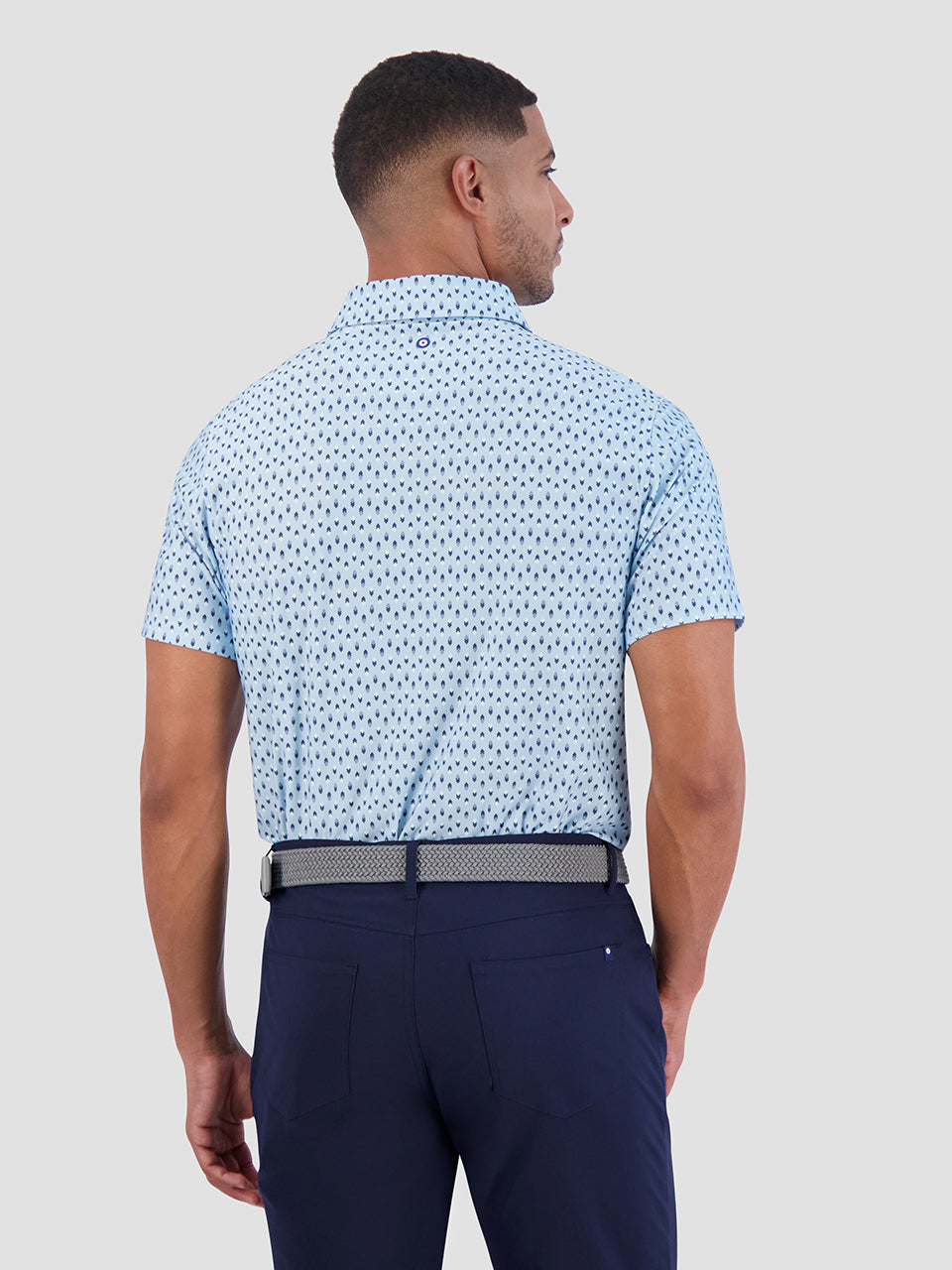 Blue Ben Sherman Chequerboard Geo Polo Shirts | 5489DIZTS