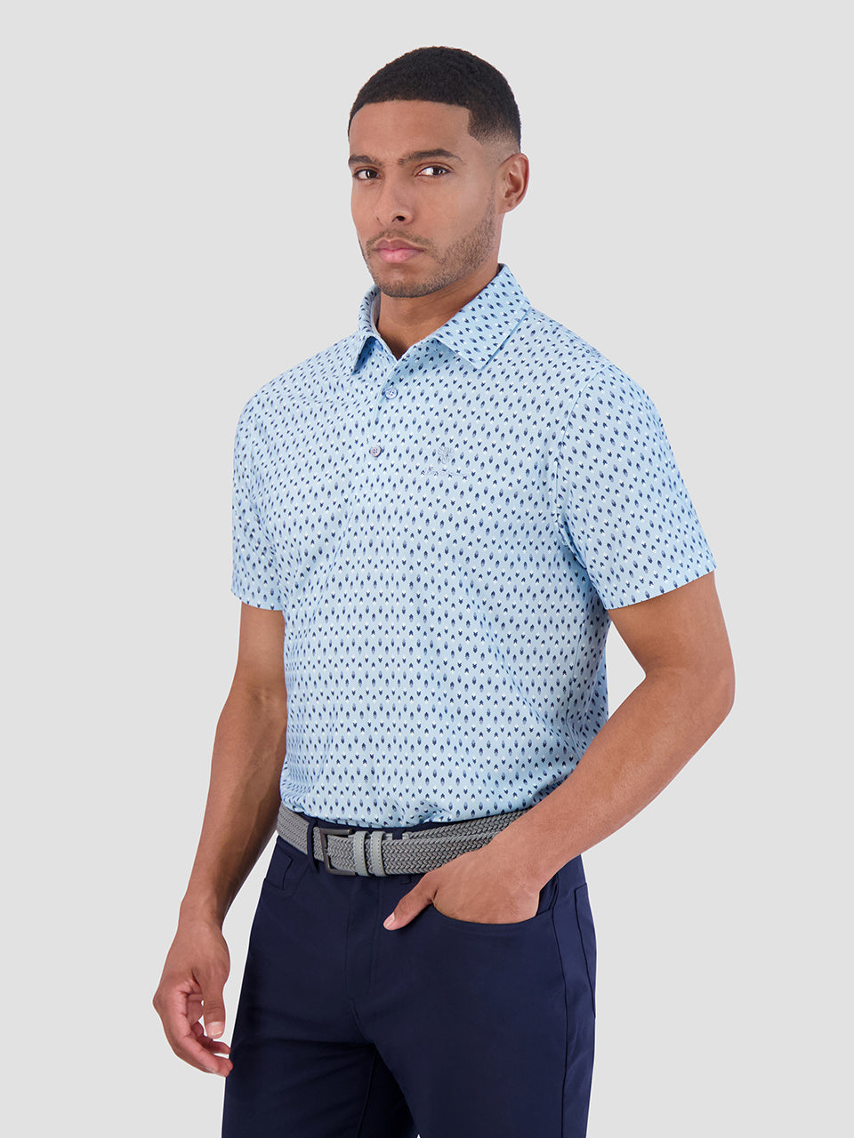 Blue Ben Sherman Chequerboard Geo Polo Shirts | 5489DIZTS