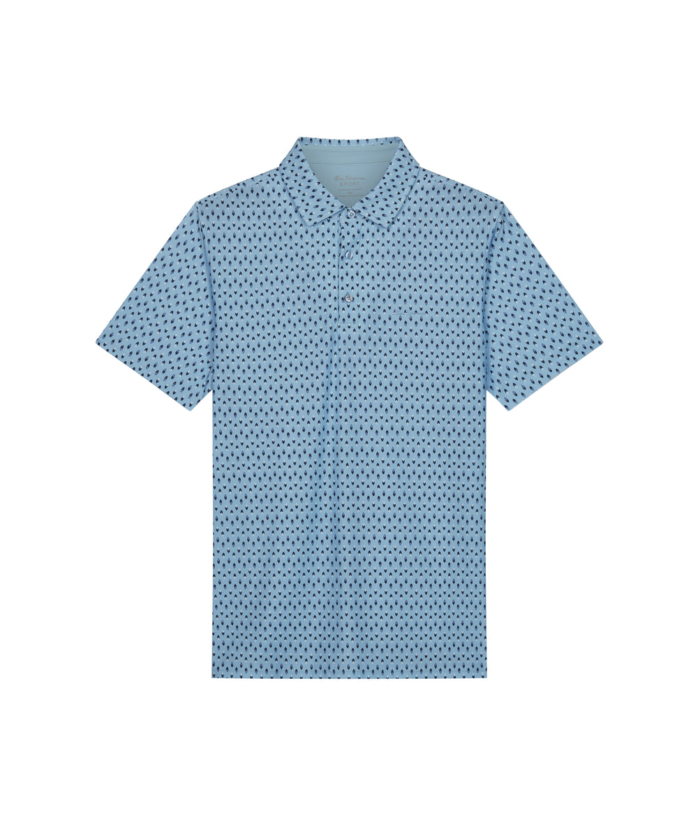 Blue Ben Sherman Chequerboard Geo Polo Shirts | 5489DIZTS