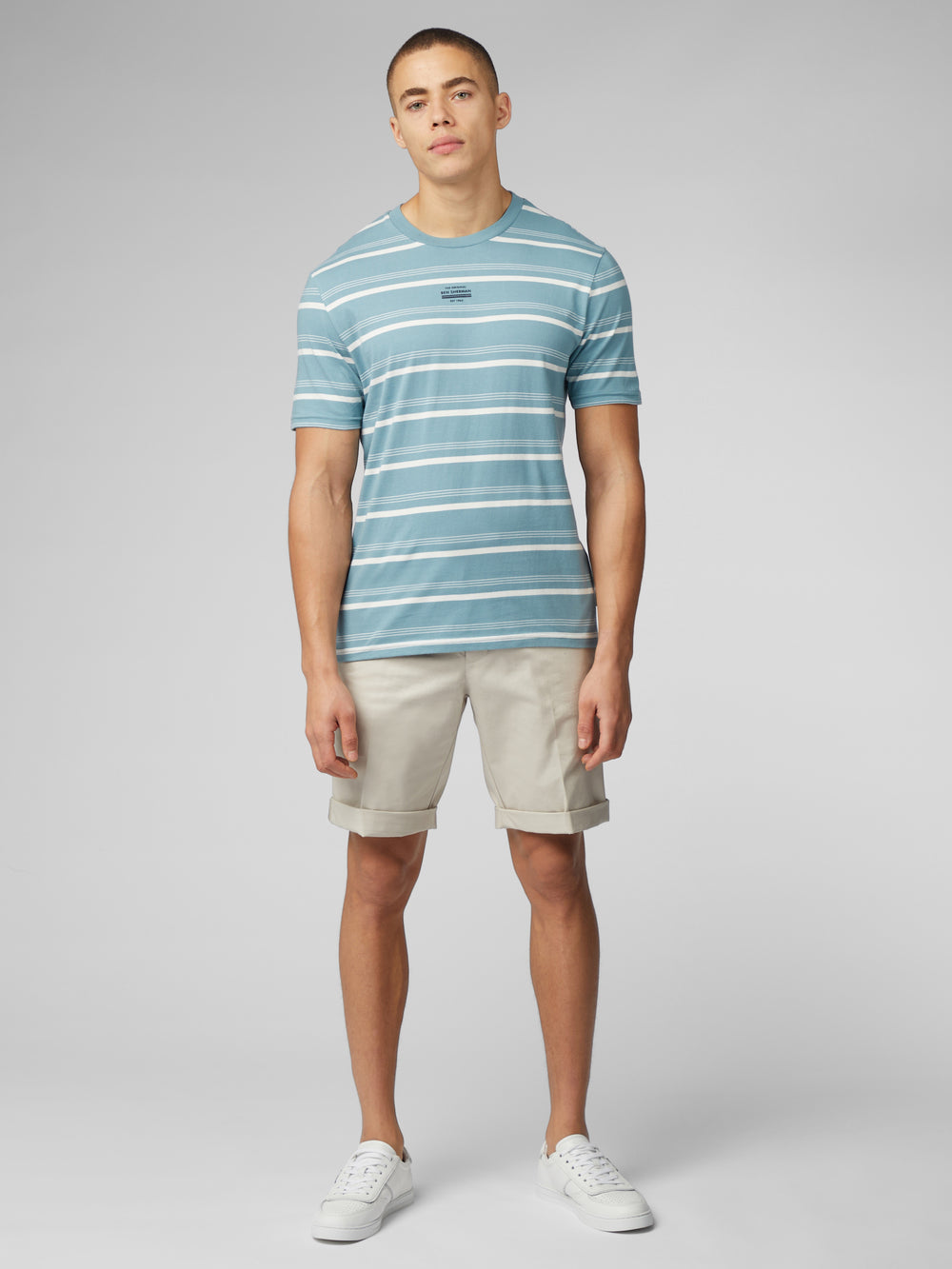 Blue Ben Sherman Fine Stripe T-Shirt | 1742VAFNL