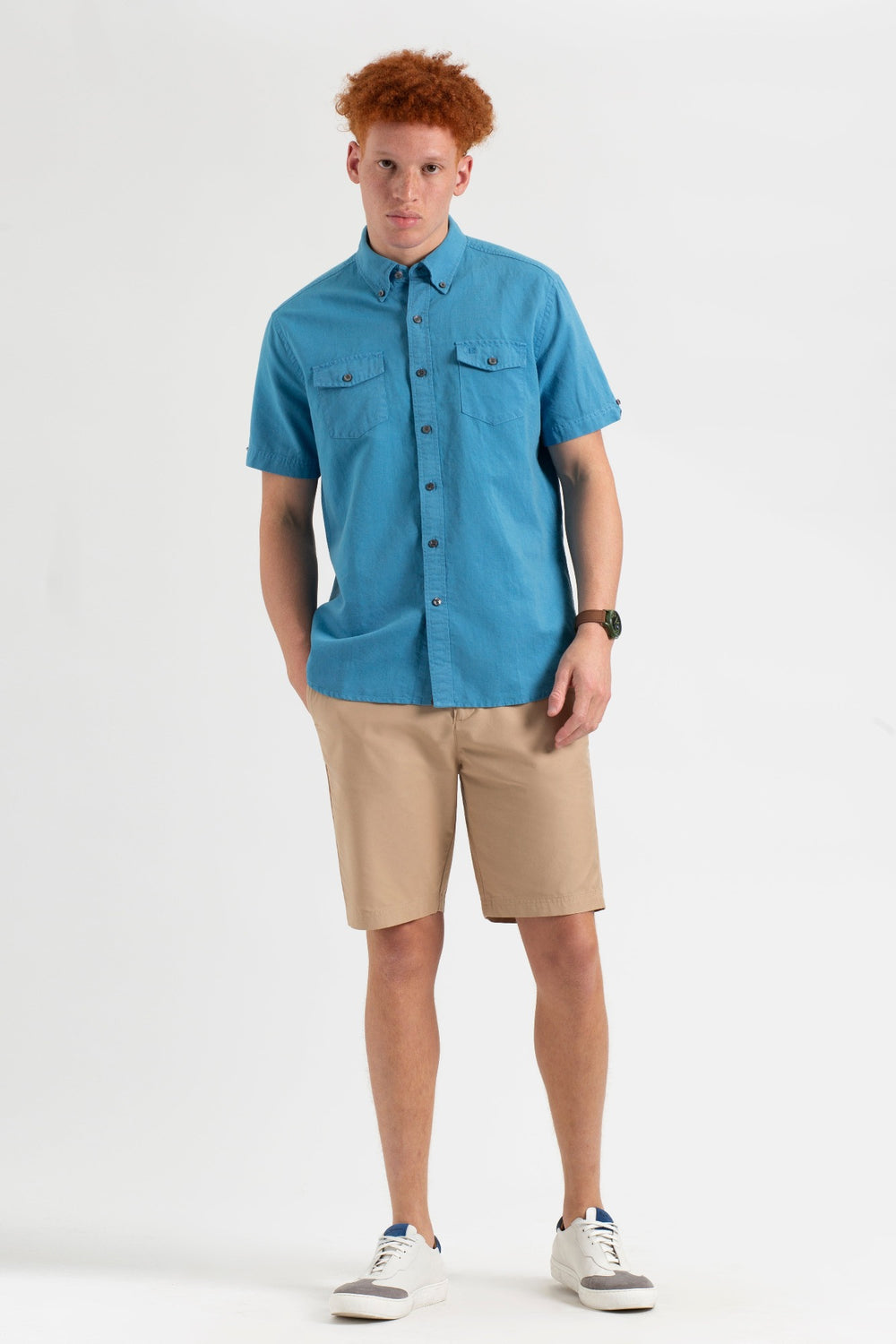 Blue Ben Sherman Garment Dye Linen Shirts | 9528MWBTC