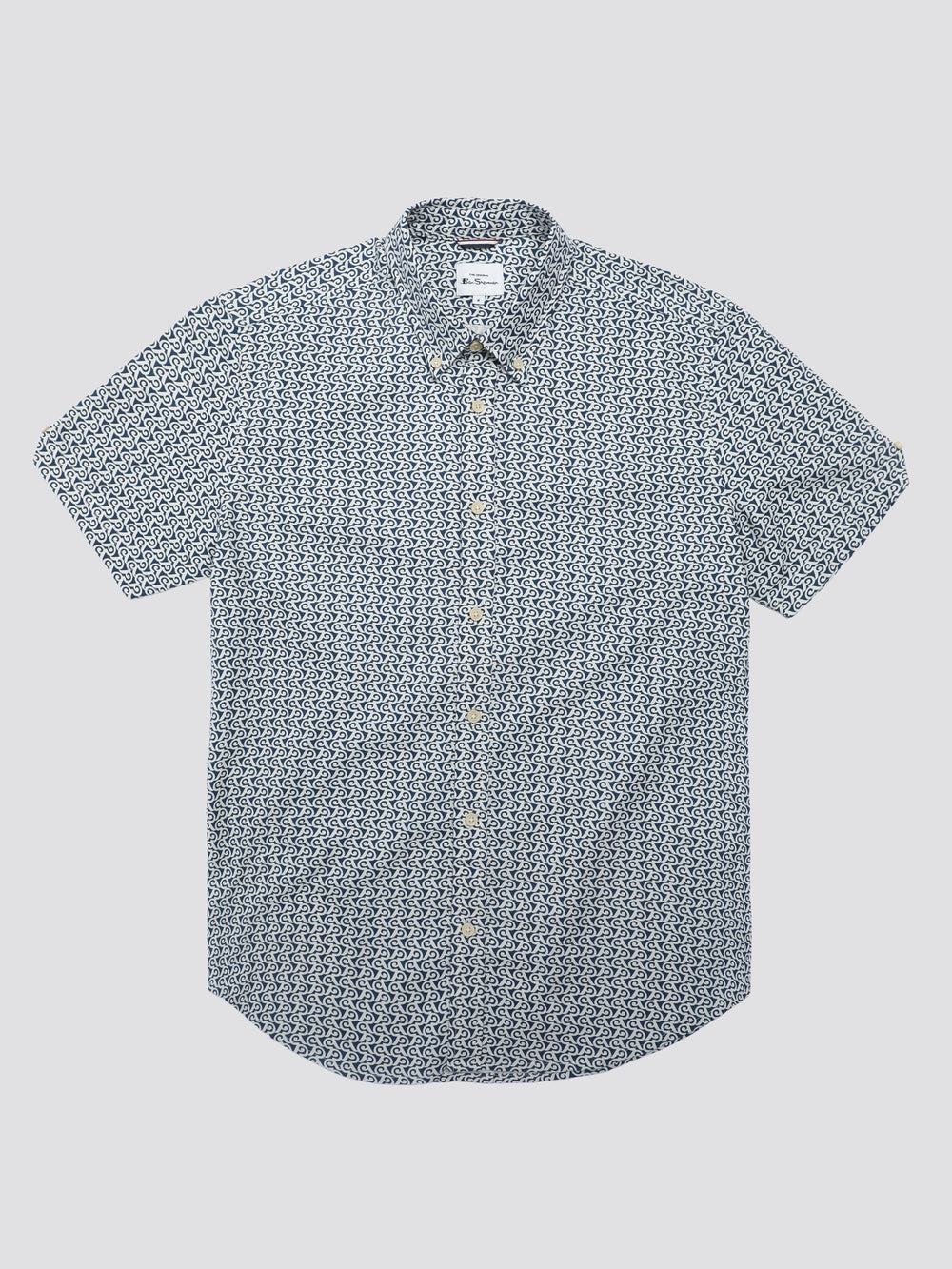 Blue Ben Sherman Geo Wave Denim Shirts | 5372UIOAL