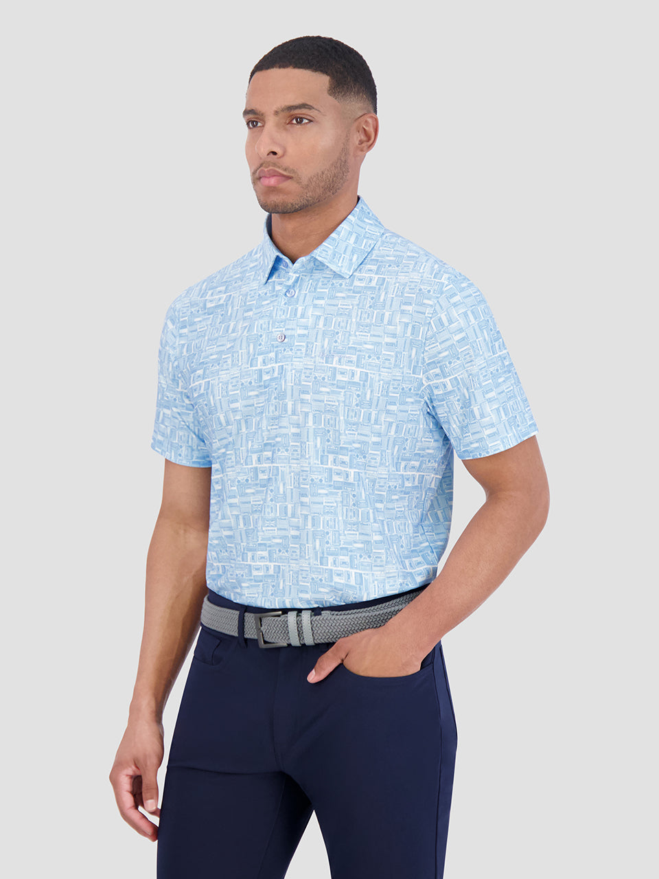 Blue Ben Sherman Radio Stack Tech Jersey Sports Fit Polo Shirts | 0631XMFSQ