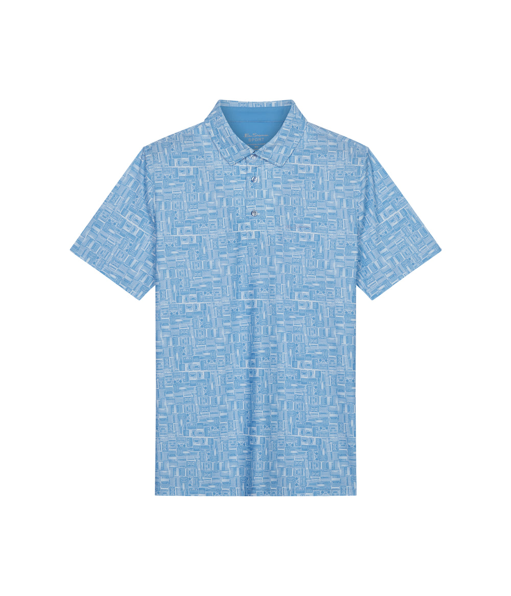 Blue Ben Sherman Radio Stack Tech Jersey Sports Fit Polo Shirts | 0631XMFSQ