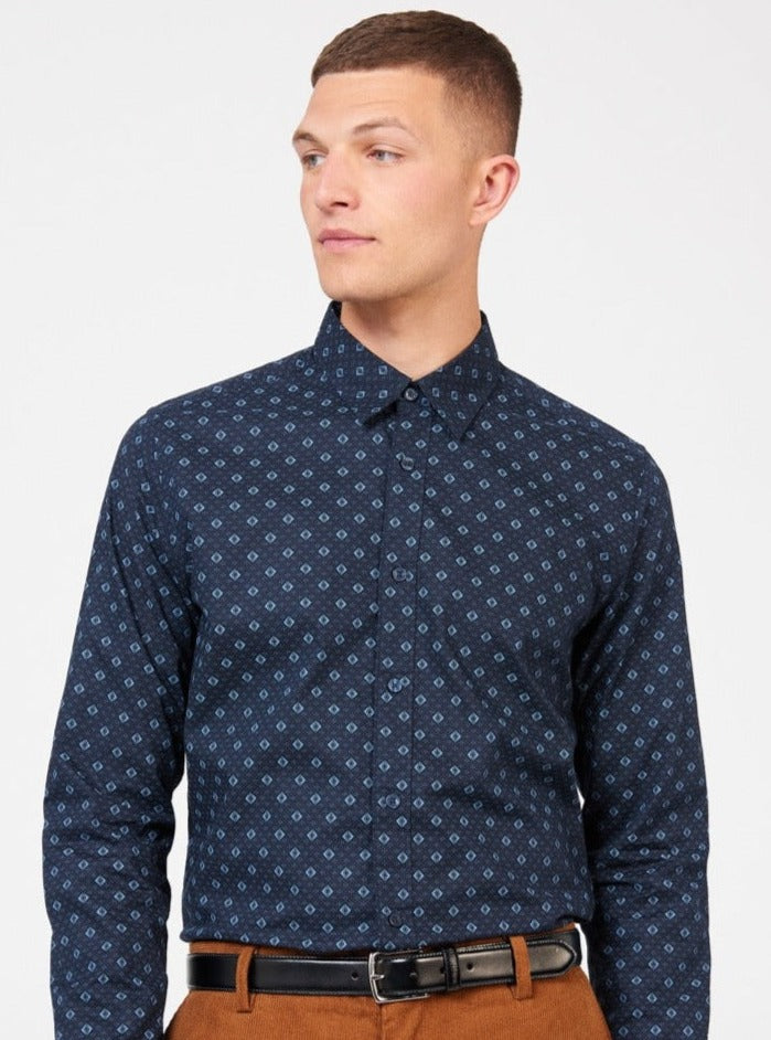 Blue Ben Sherman Signature Geo Shirts | 6129LFBAK