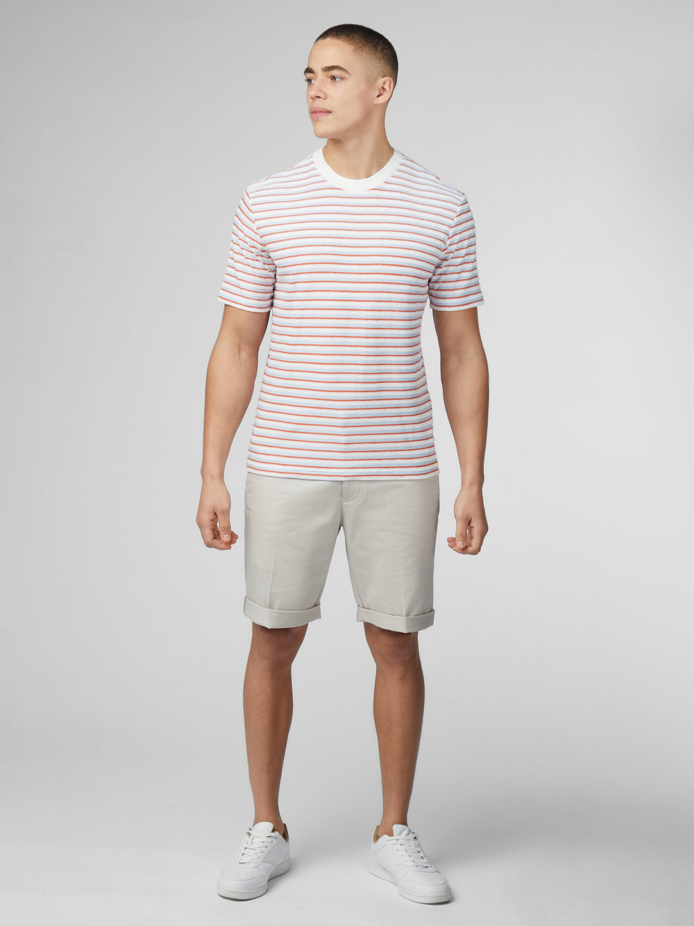 Blue Ben Sherman Signature Loopback Stripe T-Shirt | 0129KYCIQ