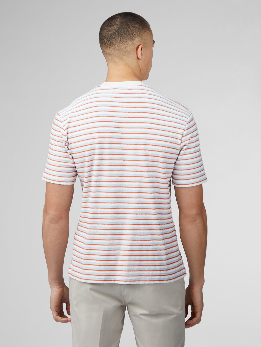 Blue Ben Sherman Signature Loopback Stripe T-Shirt | 0129KYCIQ