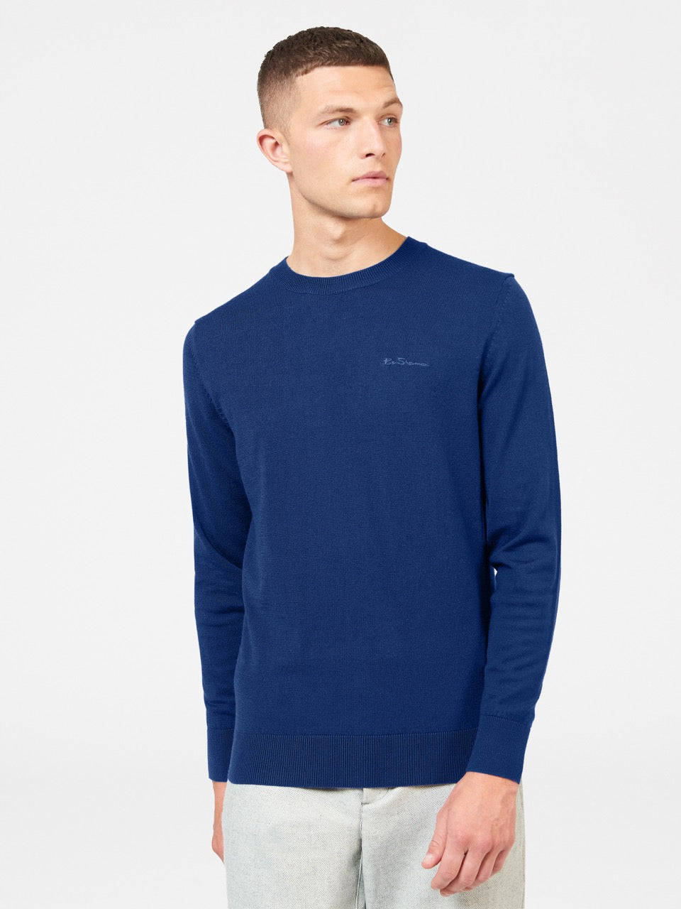 Blue Ben Sherman Signature Merino Crewneck Knitwear | 7041LUQYH