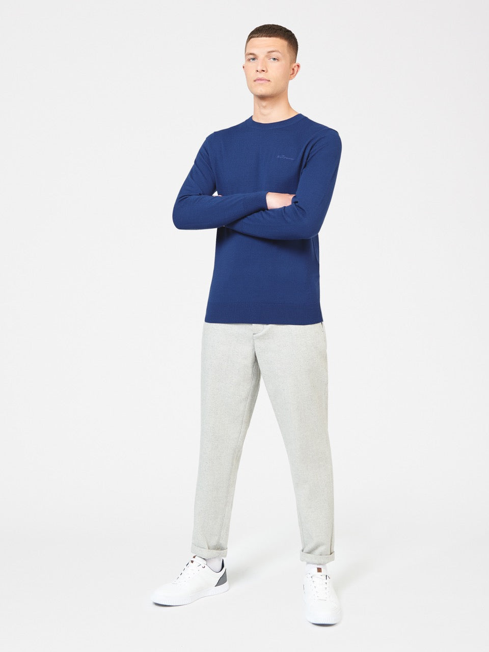 Blue Ben Sherman Signature Merino Crewneck Knitwear | 7041LUQYH