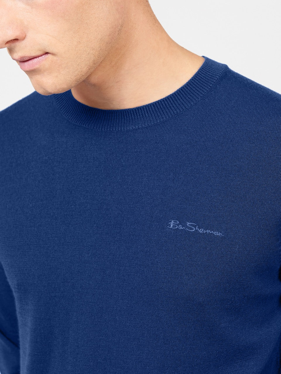 Blue Ben Sherman Signature Merino Crewneck Knitwear | 7041LUQYH