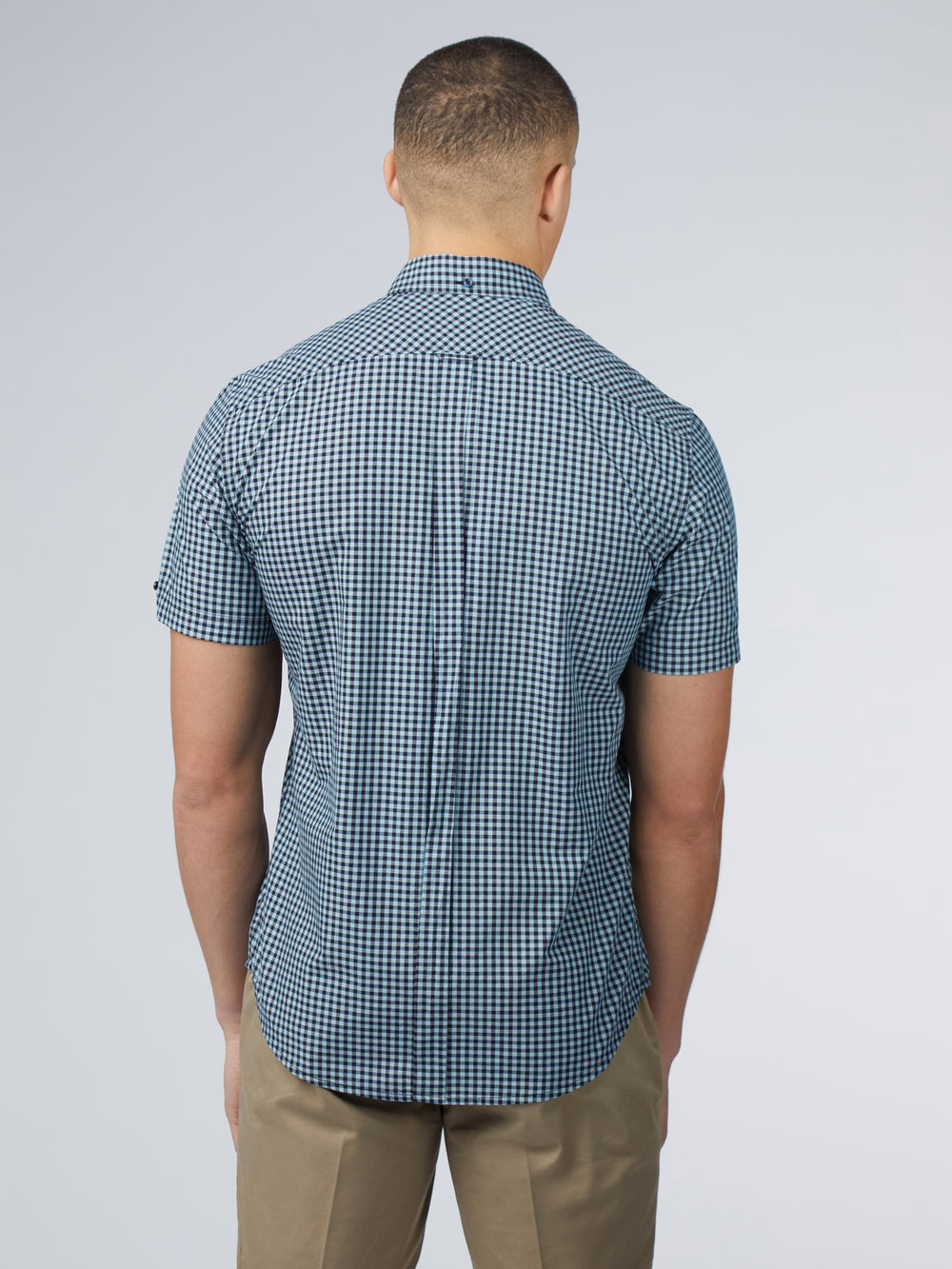 Blue Ben Sherman Signature Short Sleeve Gingham Shirts | 1870RCGEN