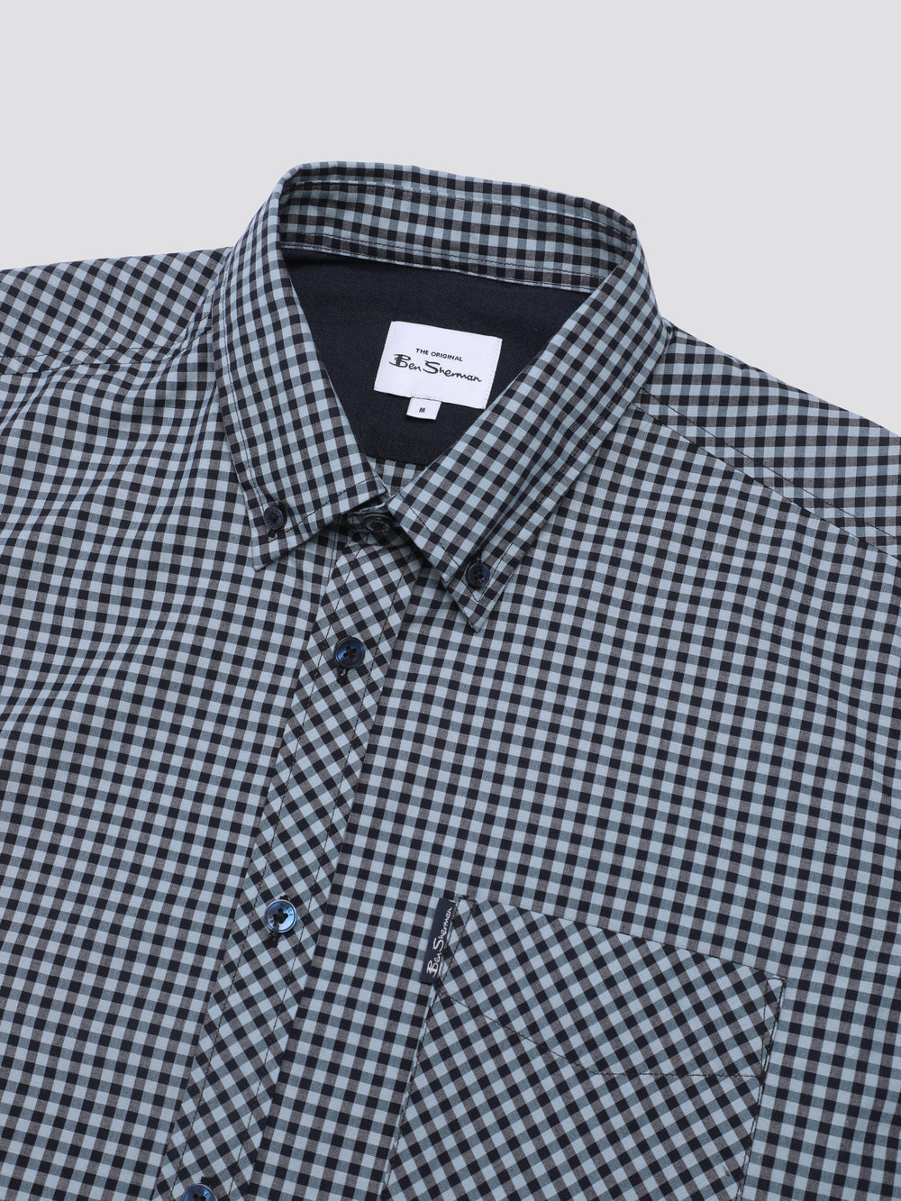 Blue Ben Sherman Signature Short Sleeve Gingham Shirts | 1870RCGEN