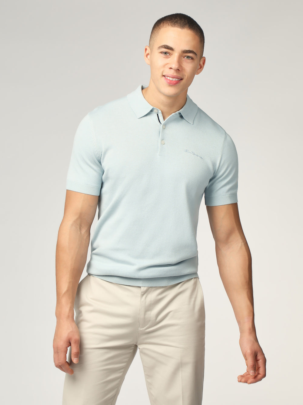 Blue Ben Sherman Signature Short Sleeve Polo Knitwear | 0936STZBF