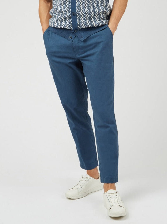 Blue Ben Sherman Signature Slim Taper Linen Pants | 0296LBYTO