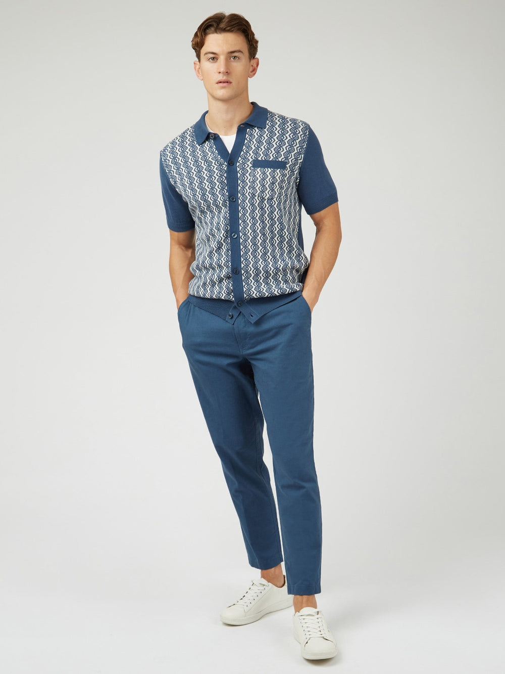 Blue Ben Sherman Signature Slim Taper Linen Pants | 0296LBYTO